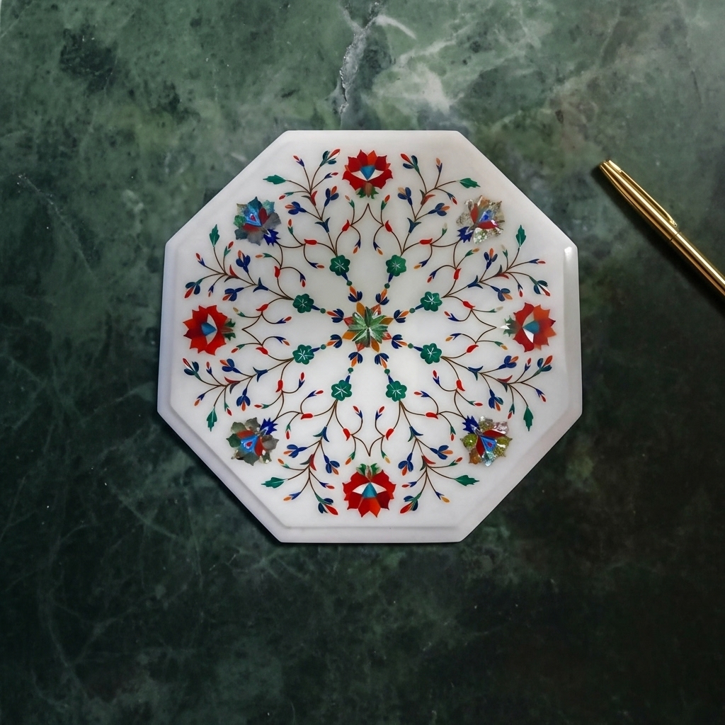 The Saphire White Marble inlaid Chakla - Image 4