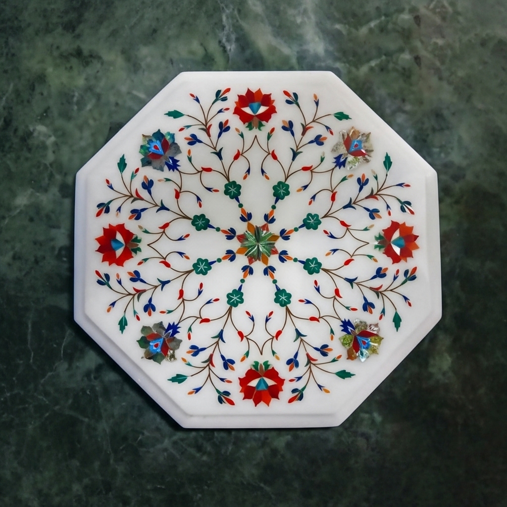 The Saphire White Marble inlaid Chakla - Image 2