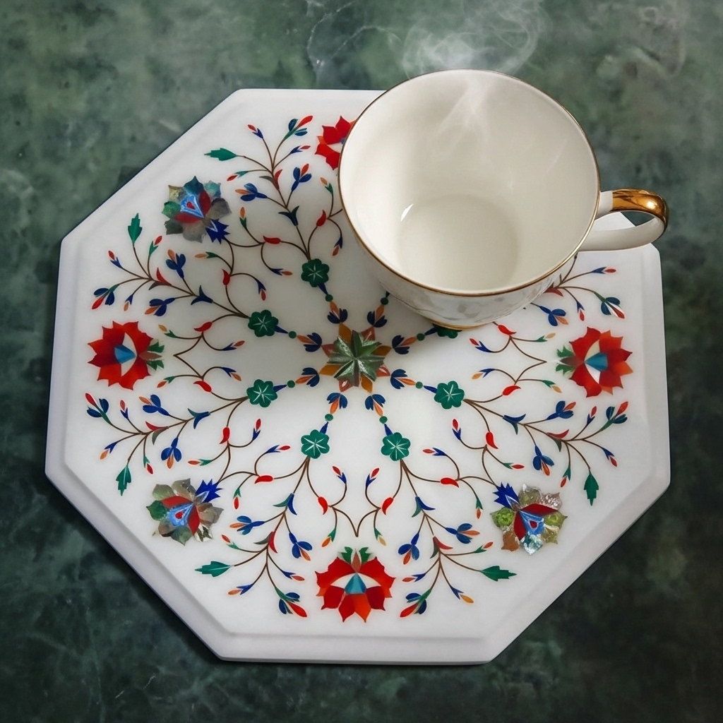 The Saphire White Marble inlaid Chakla - Image 7